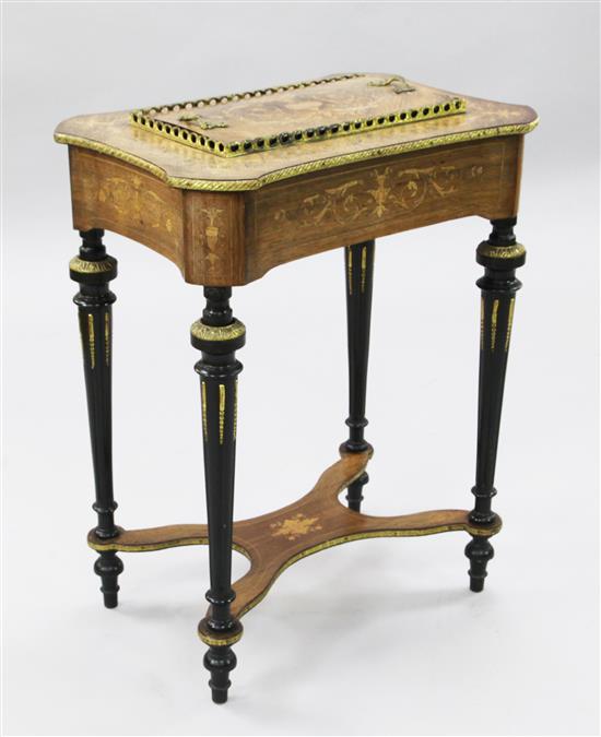 A Louis Phillipe marquetry inlaid table a fleurs, W.1ft 11in. D.1ft 4in. H.2ft 6in.